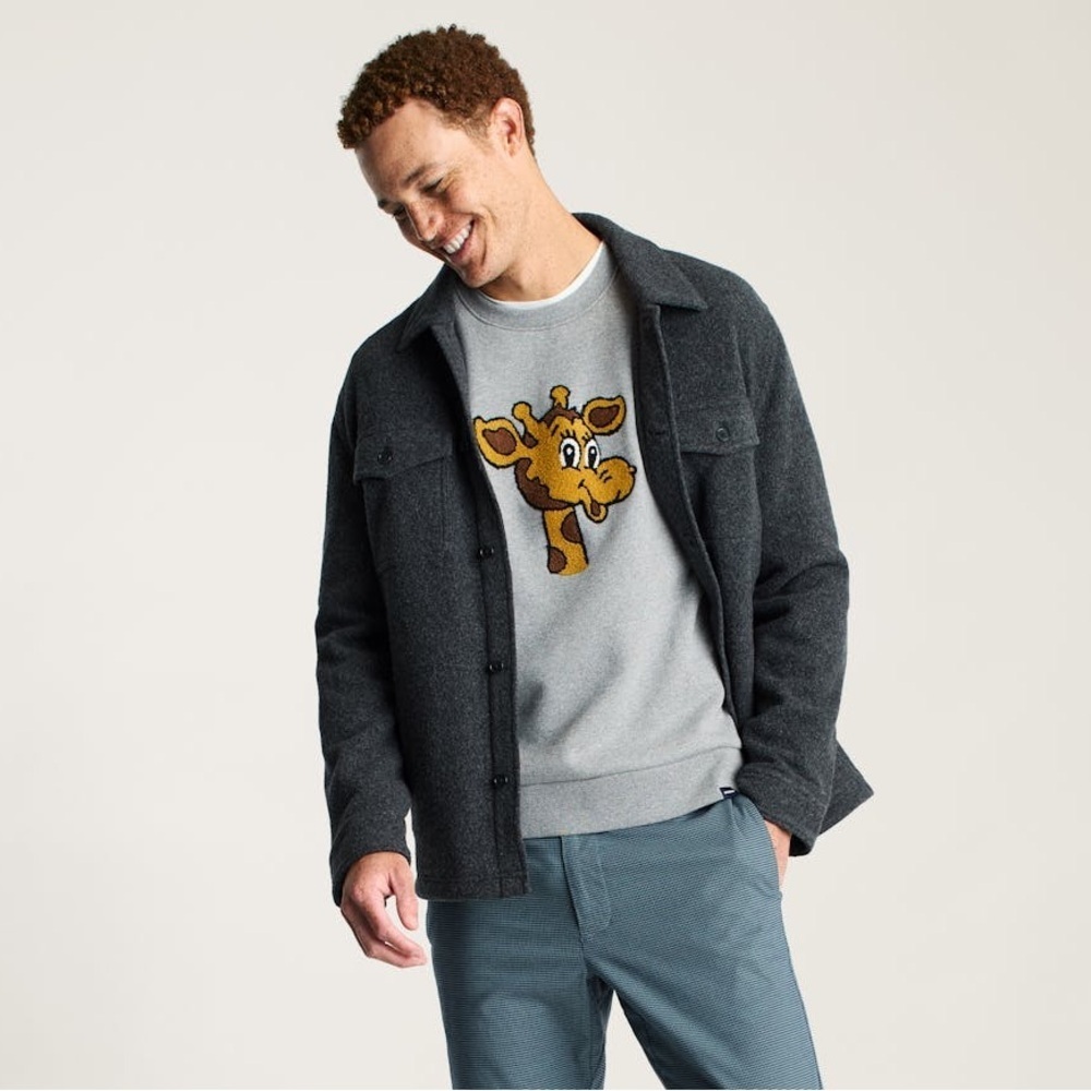 Bonobos Men's Toys "R "Us Geoffrey Giraffe Crew Neck Sweatshirt Grey $129